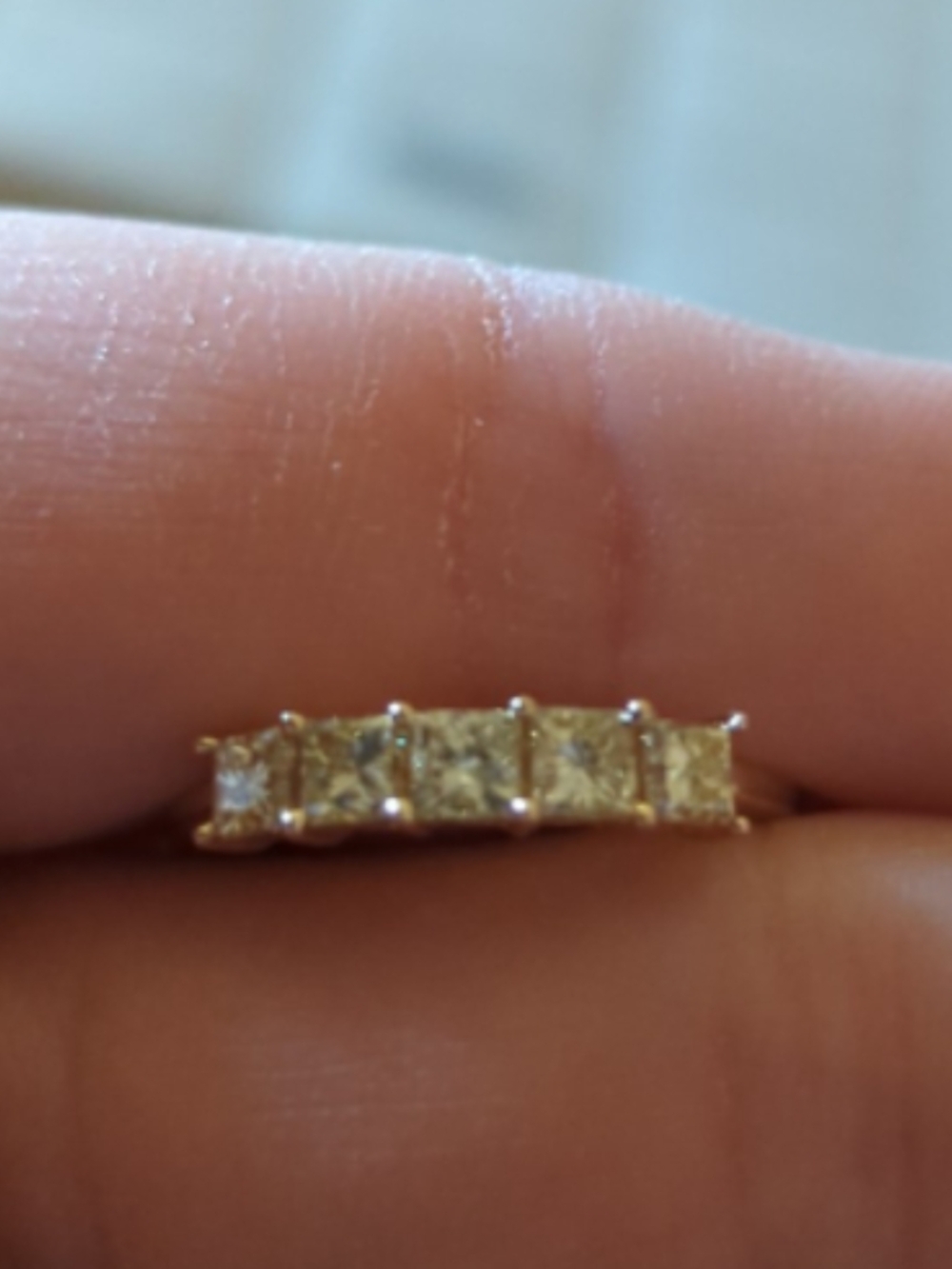Gold Five-Stone Square-Cut Band Ring - Women Jewelry